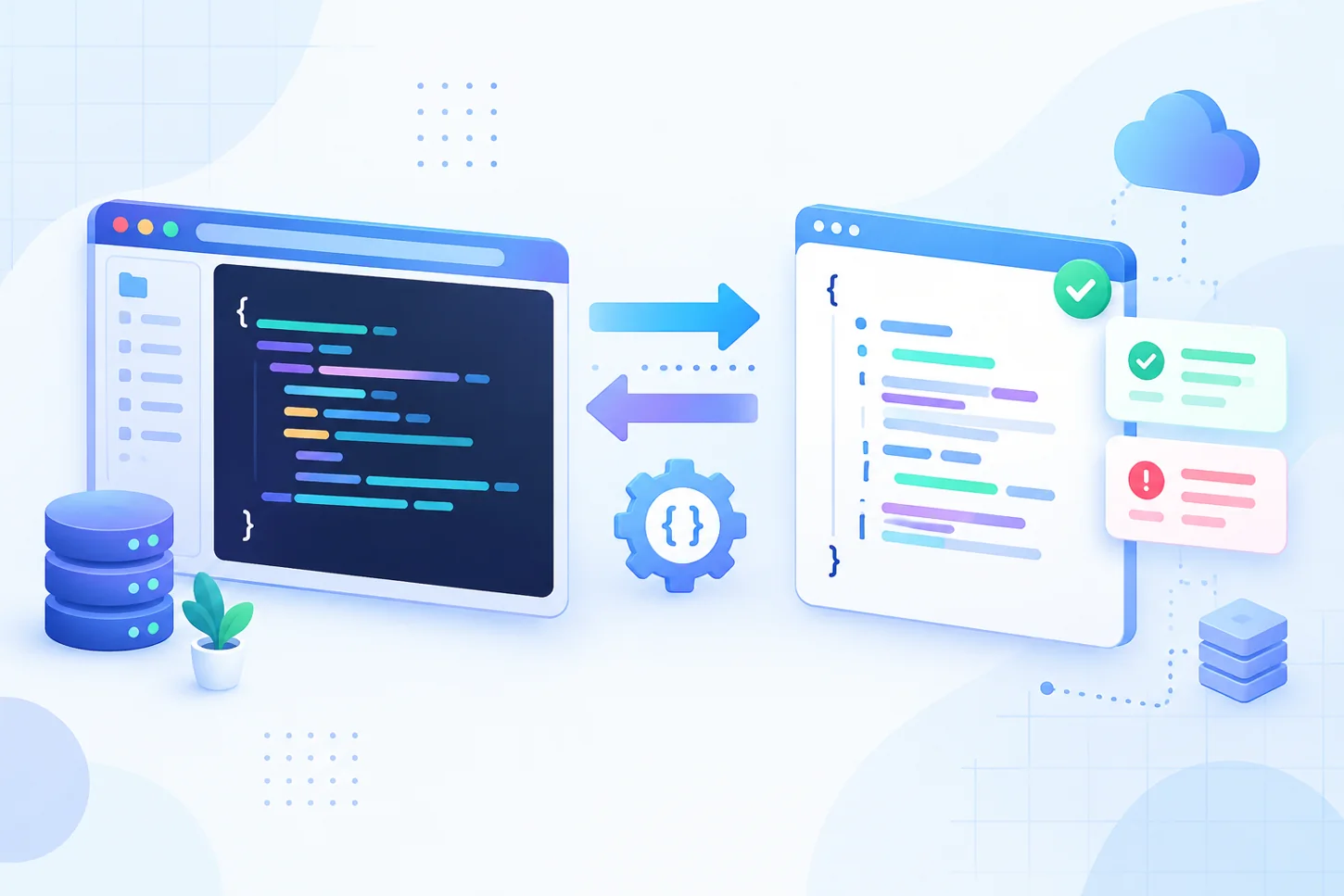 PHP API code and success and error JSON response illustration